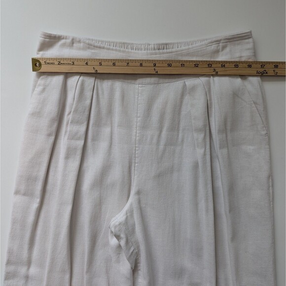 Abercrombie & Fitch White Linen Blend Pull On Pleated Pants - Picture 6 of 12